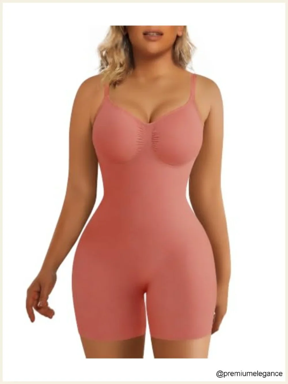 Seamless Tummy Control Bodysuit Shapewear Mid Thigh Shaper Open Gusset